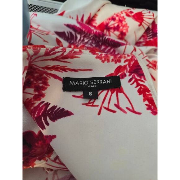 Mario Serrani Italy Red White Floral Sleeveless Women's Dress 6 - Picture 3 of 4